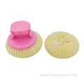 Round Cleaning Scrubber with Plastic Handle